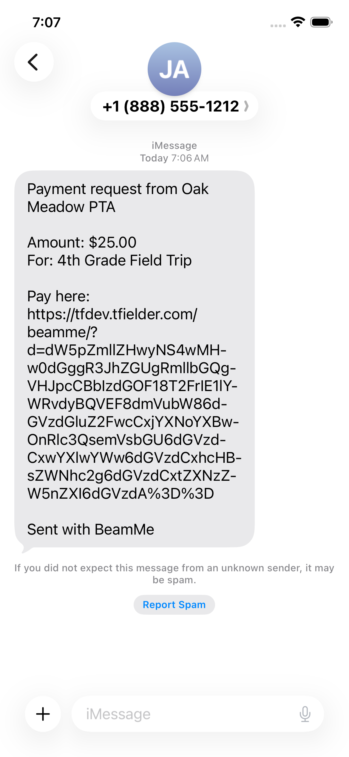 Share a Beam by text
